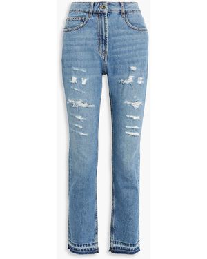 IRO Hayri Distressed High-rise Straight-leg Jeans - Blue