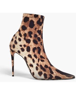 Dolce & Gabbana Leopard-Print Stretch Sock Boots - Brown