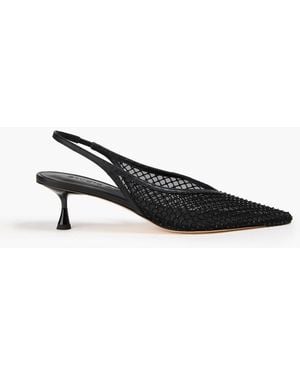 STUDIO AMELIA Diamante 50 Crystal-Embellished Mesh Slingback Court Shoes - Black