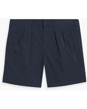Tom Ford Pleated Cotton And Silk-Blend Shorts - Blue