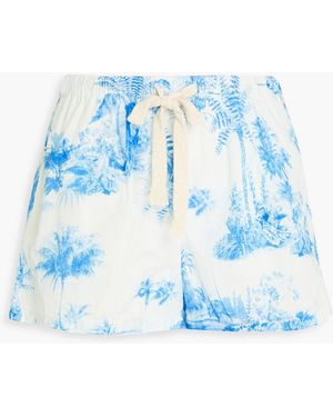 RED Valentino Floral-print Cotton-mousseline Shorts - Blue