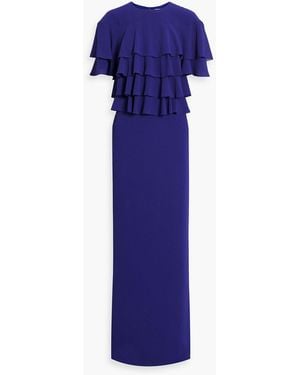 Mikael Aghal Ruffled Crepe Gown - Blue