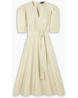 Polo Ralph Lauren Kalna Belted Pleated Cotton-Poplin Midi Dress - Natural