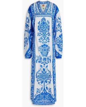 FARM Rio Floral-print Cotton Tunic - Blue