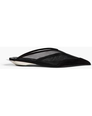 Mugler Suede And Mesh Point-Toe Flats - Black