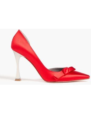 Gina Gretchen Embellished Satin Pumps - Red