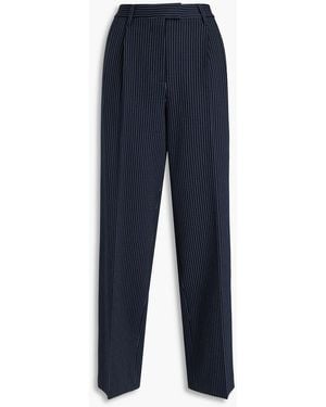 Rag & Bone Pleated Pinstriped Ponte Wide-Leg Trousers - Blue