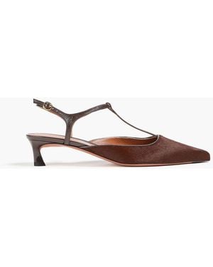 Zimmermann Calf Hair And Patent-Leather Court Shoes - Brown