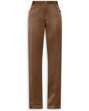 Tom Ford Wool And Silk-Blend Flared Trousers - Brown