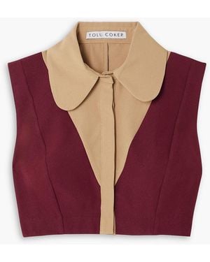 Tolu Coker Cropped Paneled Two-Tone Cady Shirt - Red