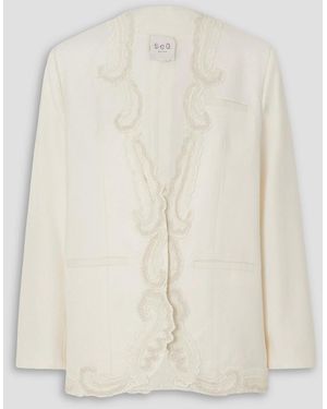 Sea Aerin Embroidered Lace-trimmed Twill Blazer - White