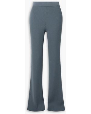 Akris Ribbed Stretch-wool Bootcut Trousers - Blue