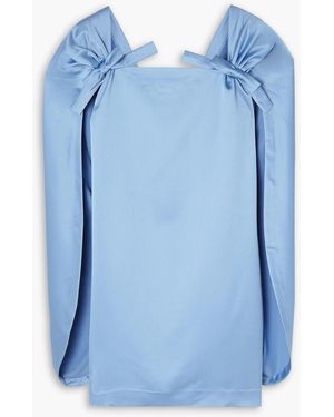 BERNADETTE August Bow-detailed Satin Mini Dress - Blue