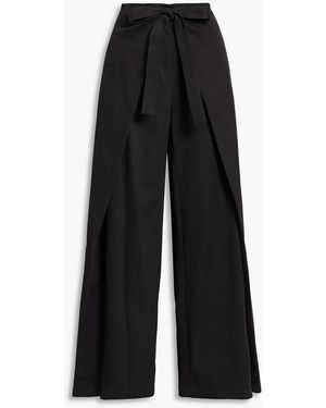 Rosetta Getty Layered Cotton-twill Wide-leg Pants - Black