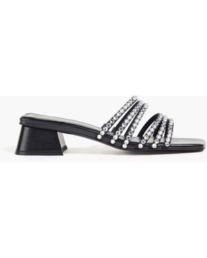Sandro Crystal-Embellished Satin Mules - White