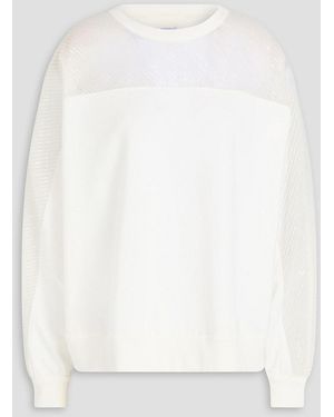Brunello Cucinelli Sequined Organza-Paneled Cotton-Blend Jersey Sweatshirt - White