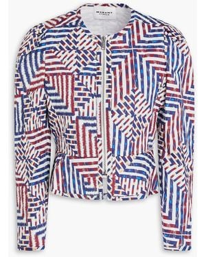 Isabel Marant Flavia Printed Quilted Cotton Peplum Jacket - Blue