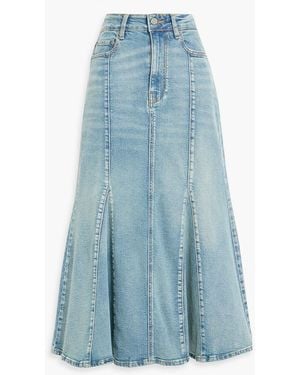 Ganni Pleated Denim Midi Skirt - Blue