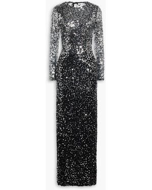 Rabanne Robe aus stretch-jersey mit pailletten und cut-outs - Grau