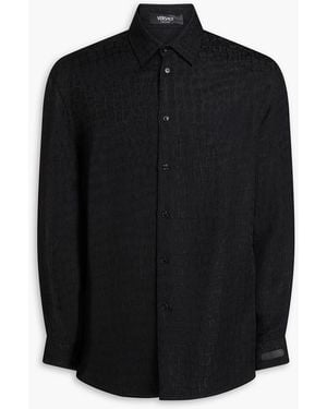 Versace Satin-Jacquard Shirt - Black
