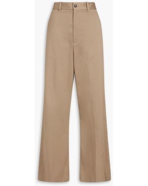 Nili Lotan Johan Cotton-twill Wide-leg Trousers - Natural