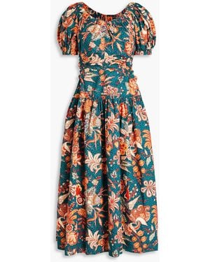 Ulla Johnson Golda Cutout Printed Cotton-poplin Midi Dress - White