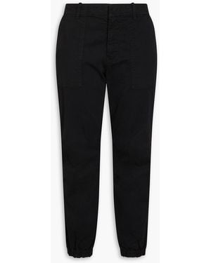 Nili Lotan Paris Cropped Stretch-cotton Twill Tapered Trousers - Black