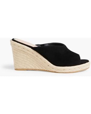 Stuart Weitzman Wonda Suede Espadrille Wedge Mules - Black