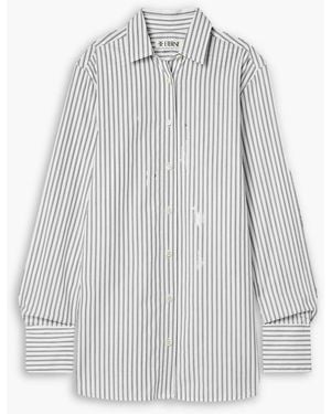 ÉTERNE Striped Cotton-Poplin Shirt - White
