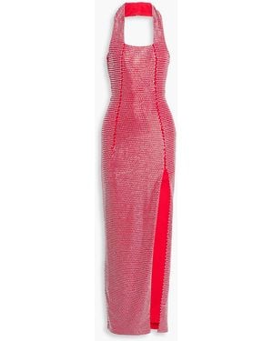 Area Crystal-Embellished Stretch-Jersey Halterneck Gown - Pink