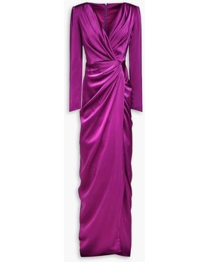 Rhea Costa Drapiertes maxikleid aus satin - Lila