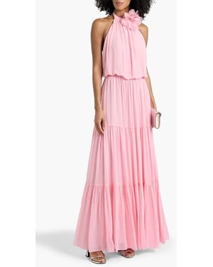 retrofte Rosalinda Chiffon Dress in Brown | Lyst