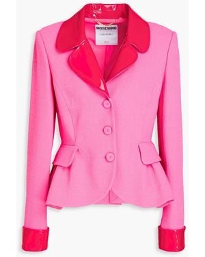 Moschino Vinyl-trimmed Crepe Peplum Jacket - Pink