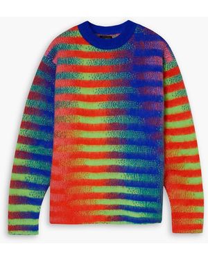 AGR Gestreifter pullover aus gebürstetem jacquard-strick - Blau
