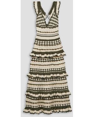 Zimmermann Devi midikleid aus gehäkelter baumwolle mit rüschen - Blau