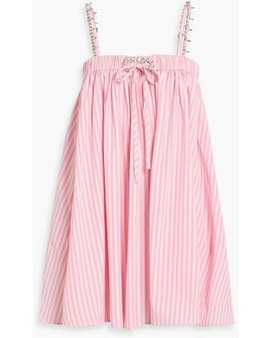 Area Crystal-Embellished Striped Cotton-Blend Mini Dress - Pink