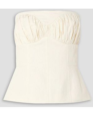 TOVE Ruby Gathered Linen-Blend Twill Peplum Bustier Top - Natural