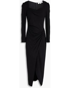Diane von Furstenberg Hughie Ruched Jersey Midi Dress - Black