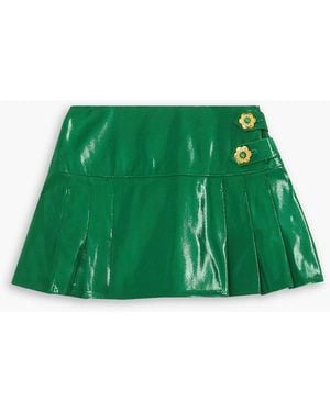 Miss Sohee Embellished Pleated Metallic Silk Mini Skirt - Green