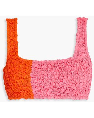 Mara Hoffman Shelly zweifarbiges bikini-oberteil aus jersey aus baumwoll-popcorn - Pink