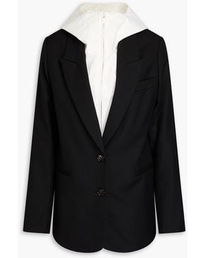 Tory Burch Panelled Piqué, Wool And Canvas Blazer - Black