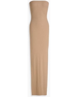 ÉTERNE Strapless Ribbed Jersey Maxi Dress - White