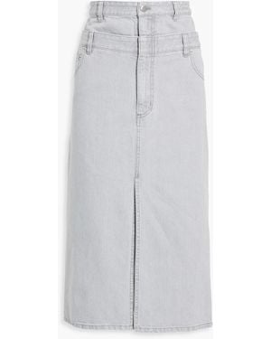 Tibi Panelled Denim Midi Skirt - White