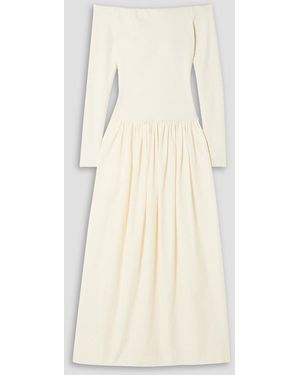 Esse Studios Schulterfreies maxikleid aus stretch-strick und baumwollpopeline - Natur