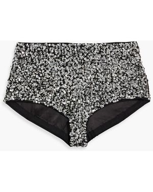 retroféte Braelynn Embellished Crepe Shorts - Gray