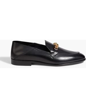 Versace Medusa Chain Leather Collapsible-heel Loafers - Black