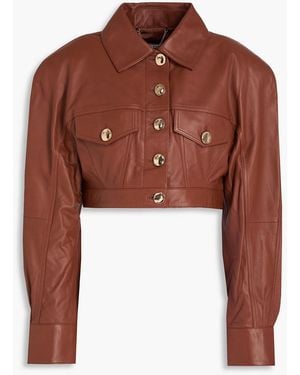 Zimmermann Cropped Leather Jacket - Brown