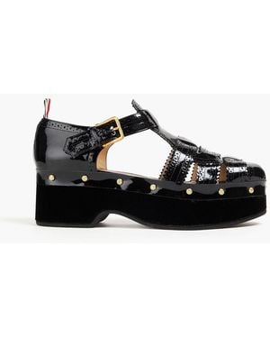 Thom Browne Patent-leather Sandals - Black