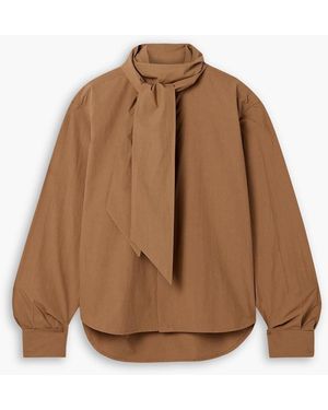 Petar Petrov All-Rounder Pussy-Bow Cotton-Poplin Shirt - Brown
