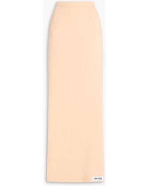 Dolce & Gabbana Appliquéd Stretch-Silk Maxi Skirt - Natural